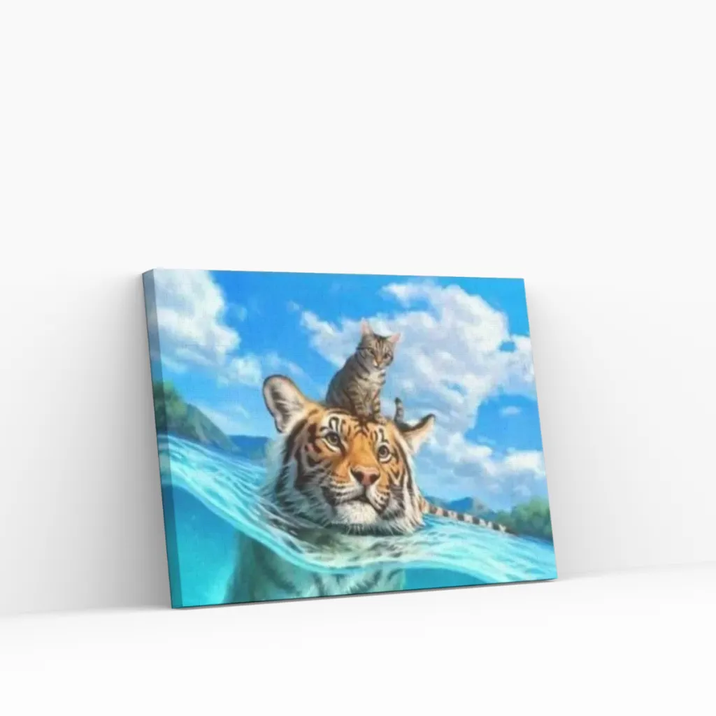 Pintar por Números - Gato y tigre en el mar