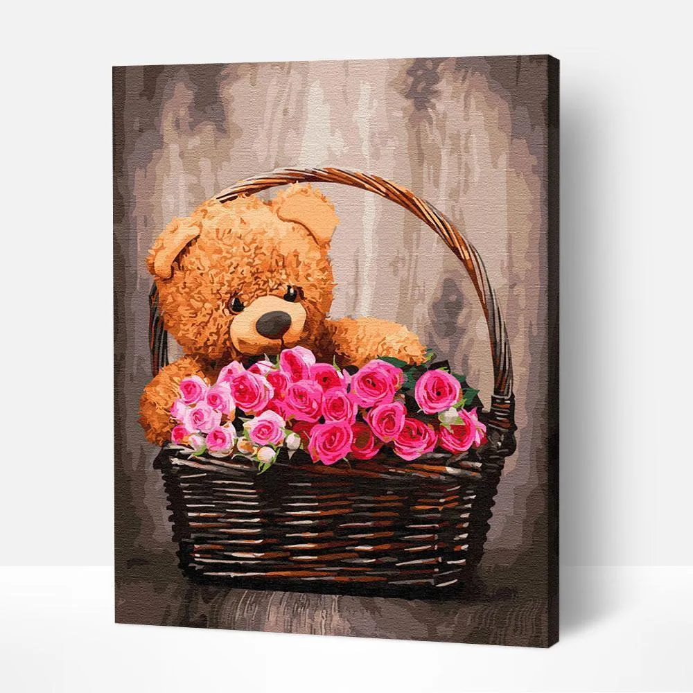 Pintar por Números - Oso con flores