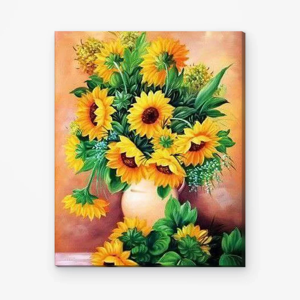 Pintar por Números - Alegres Girasoles en Jarrón