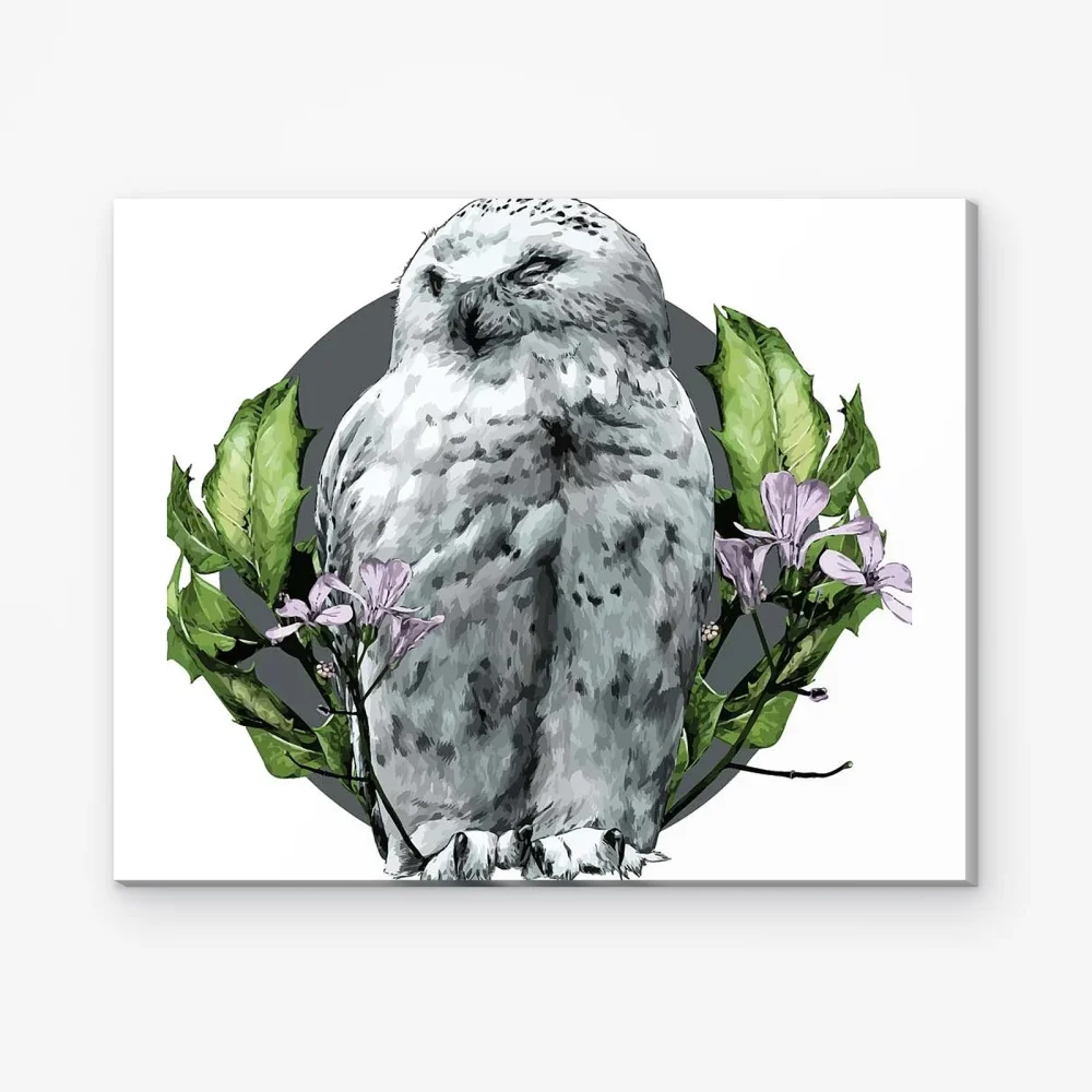 Pintar por Números - Búho blanco en flores