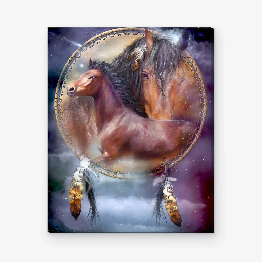 Pintar por Números - Caballos en atrapasueños