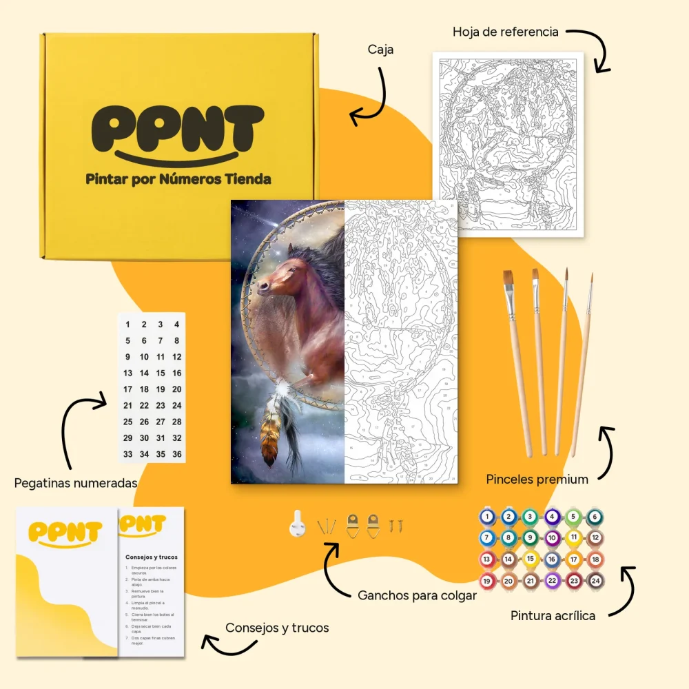 Pintar por Números - Caballos en atrapasueños