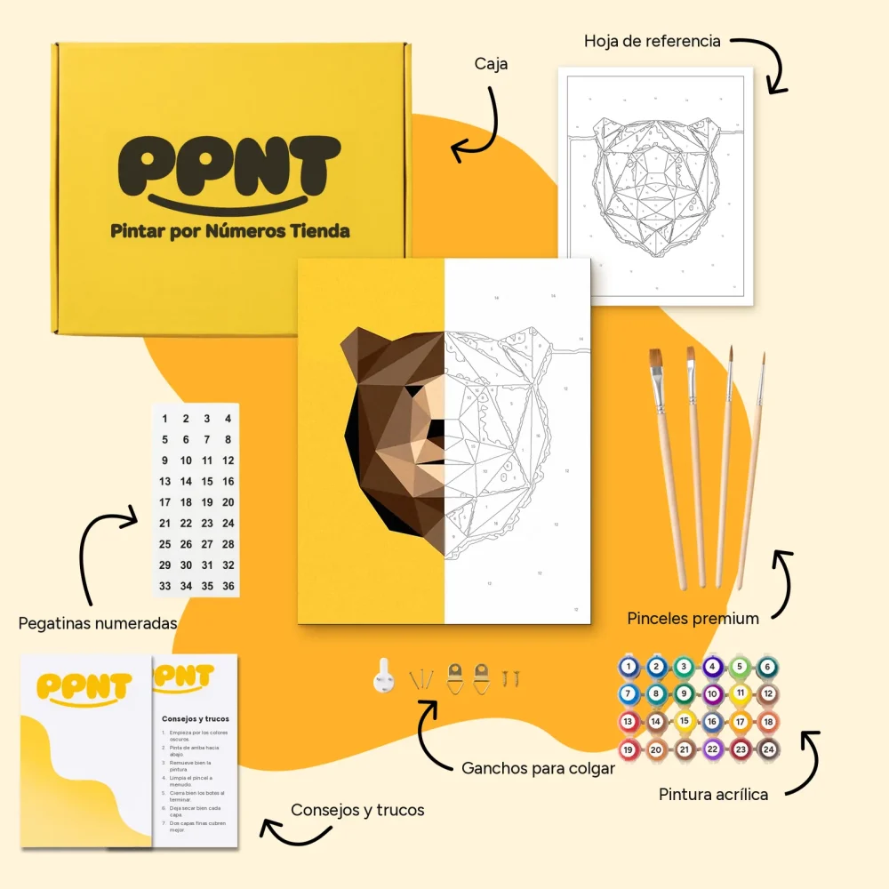 Pintar por Números - Cabeza de oso poligonal