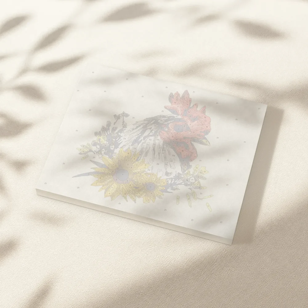 Pintar por Números - Cabeza de gallo con girasoles