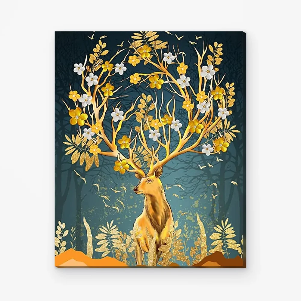 Pintar por Números - Ciervo de cuernos dorados