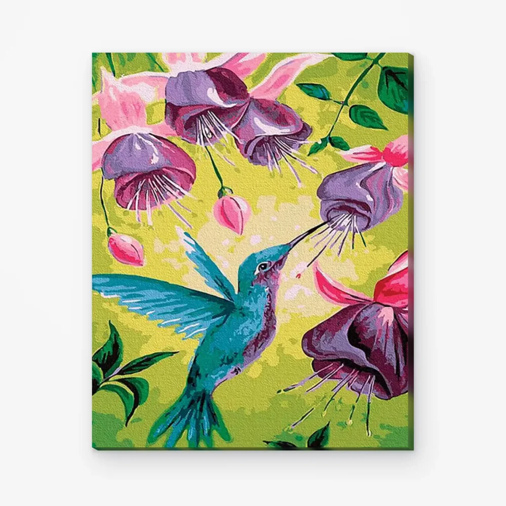 Pintar por Números - Colibrí con fucsias