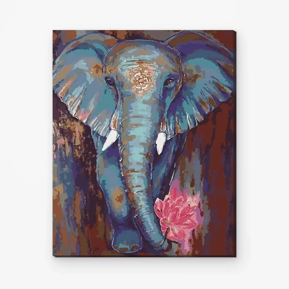 Pintar por Números - Elefante con flor