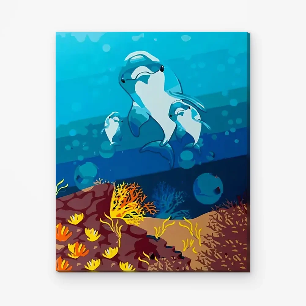 Pintar por Números - Familia de delfines