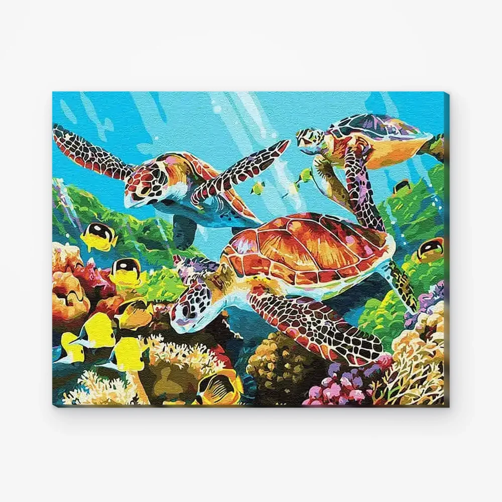 Pintar por Números - Familia de tortugas marinas