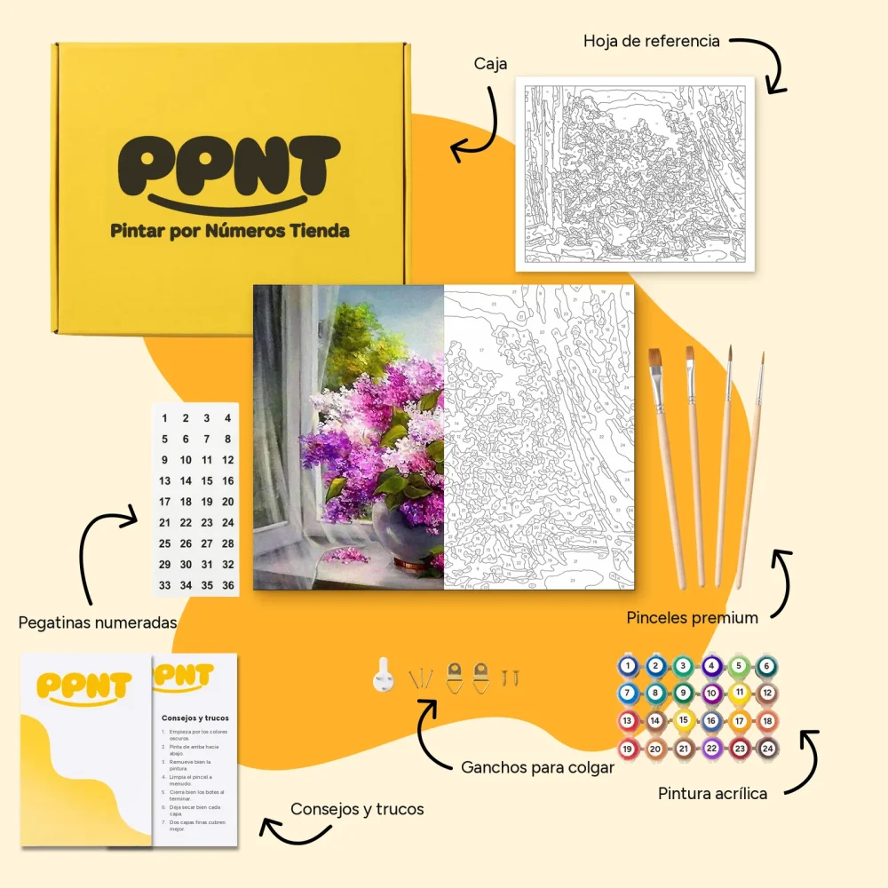 Pintar por Números - Flores del bosque junto a la ventana