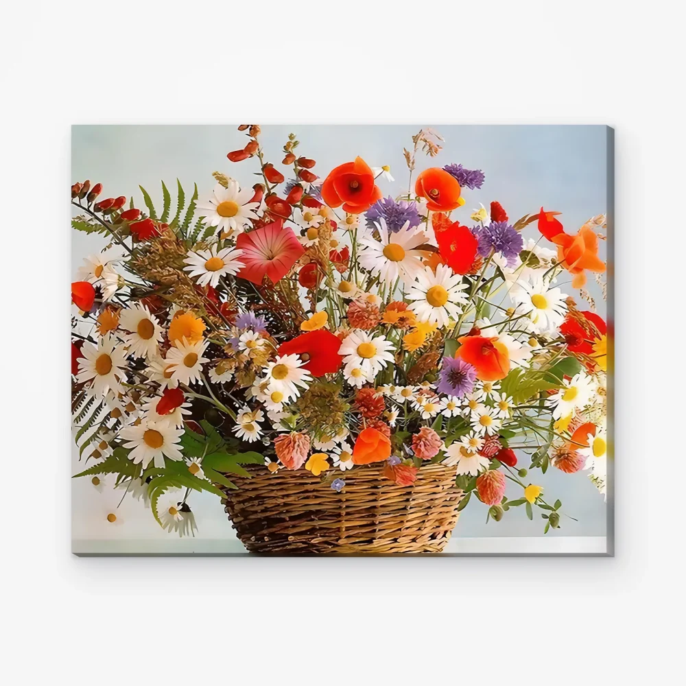 Pintar por Números - Flores del campo en cesta