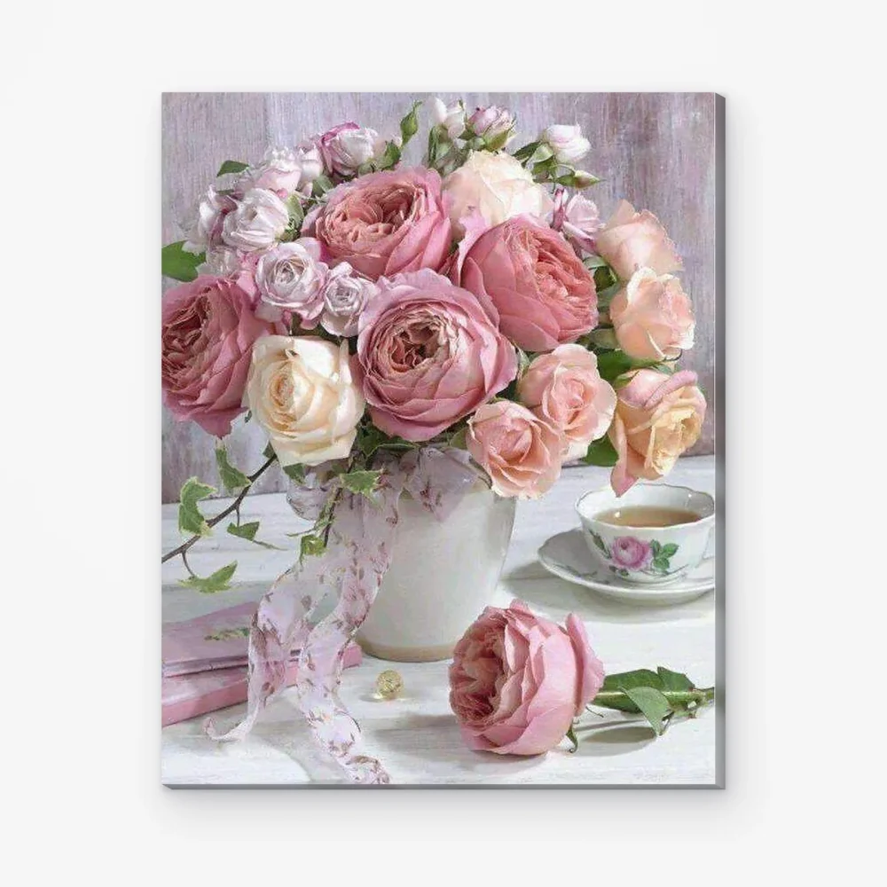 Pintar por Números - Flores rosas