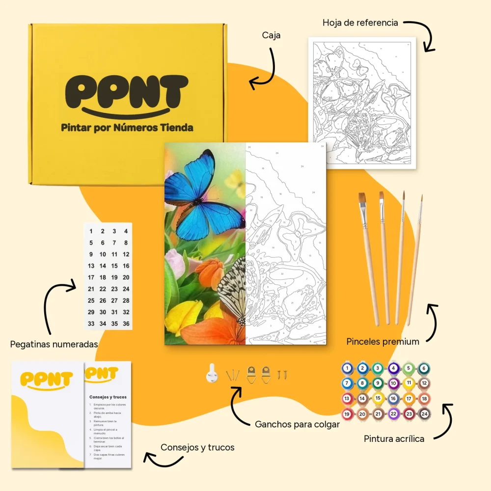 Pintar por Números - Flores y mariposas