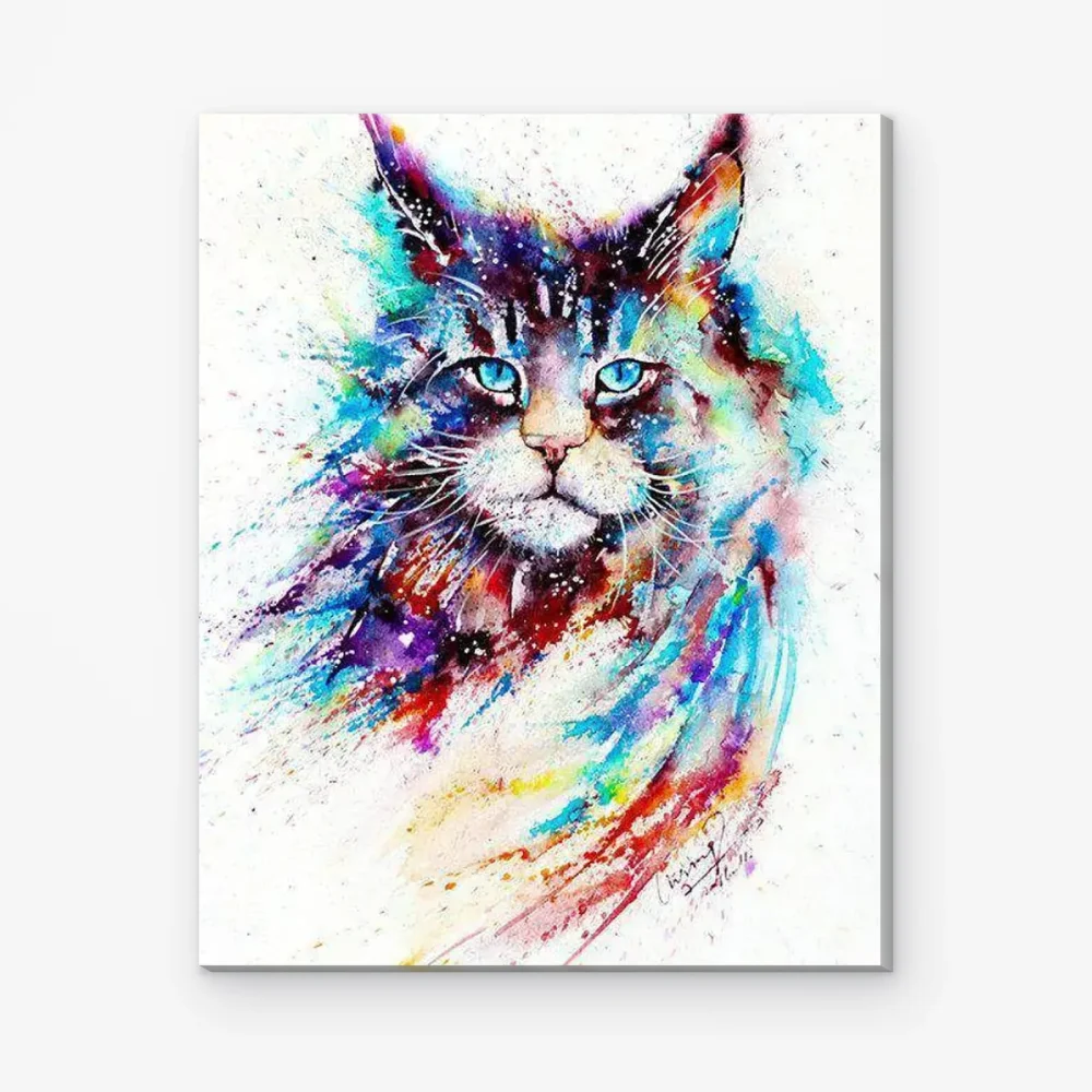 Pintar por Números - Gato de acuarela de colores