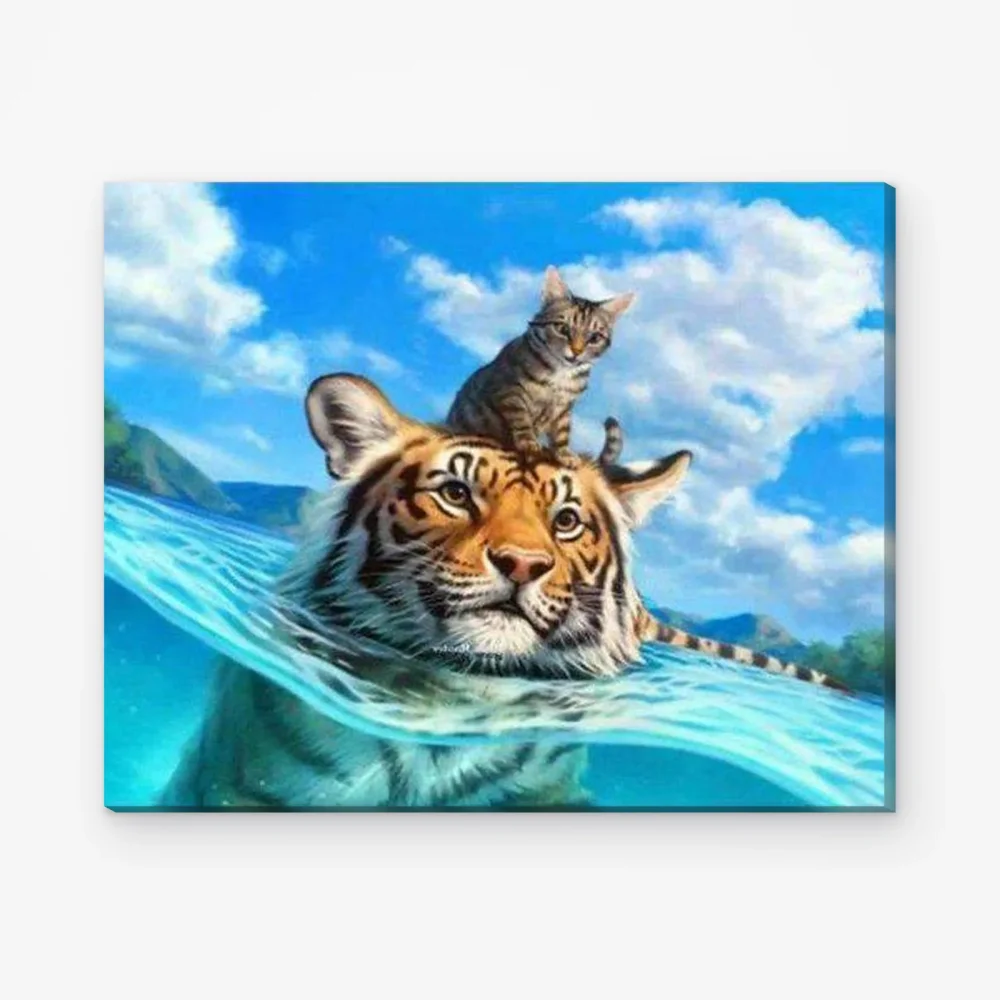 Pintar por Números - Gato y tigre en el mar