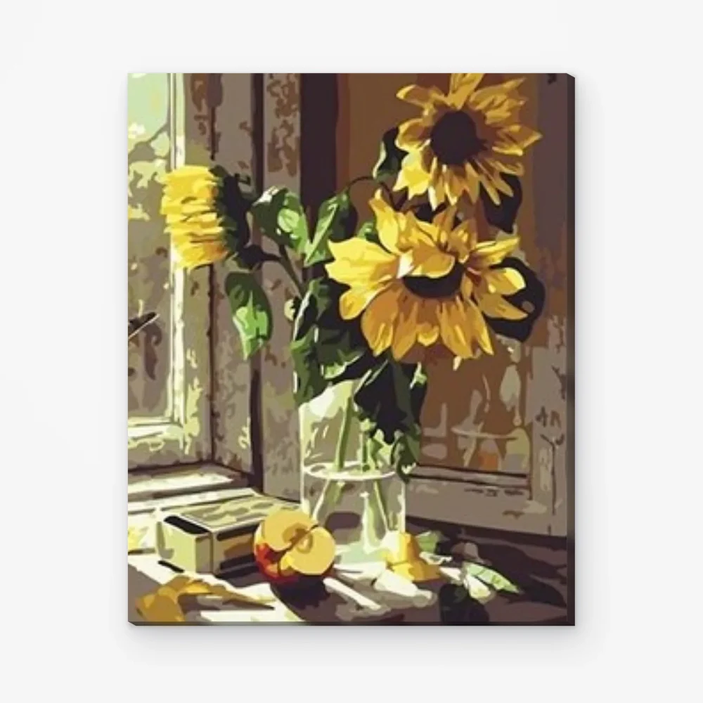 Pintar por Números - Girasoles en jarrón