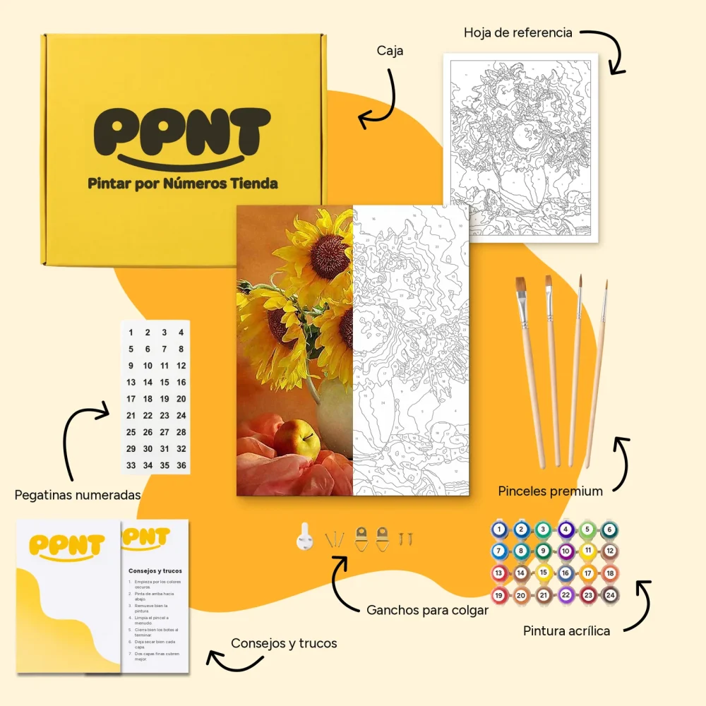 Pintar por Números - Girasoles y manzanas