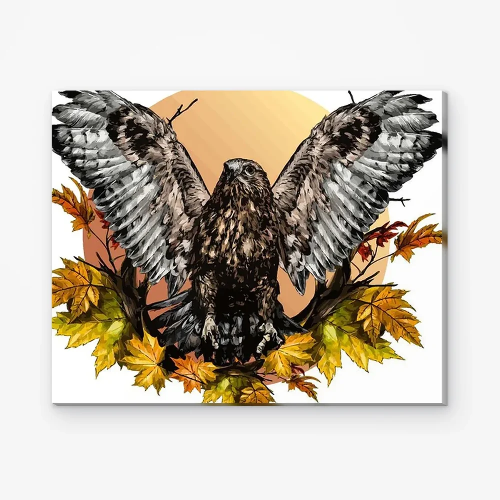 Pintar por Números - Halcón en hojas de otoño