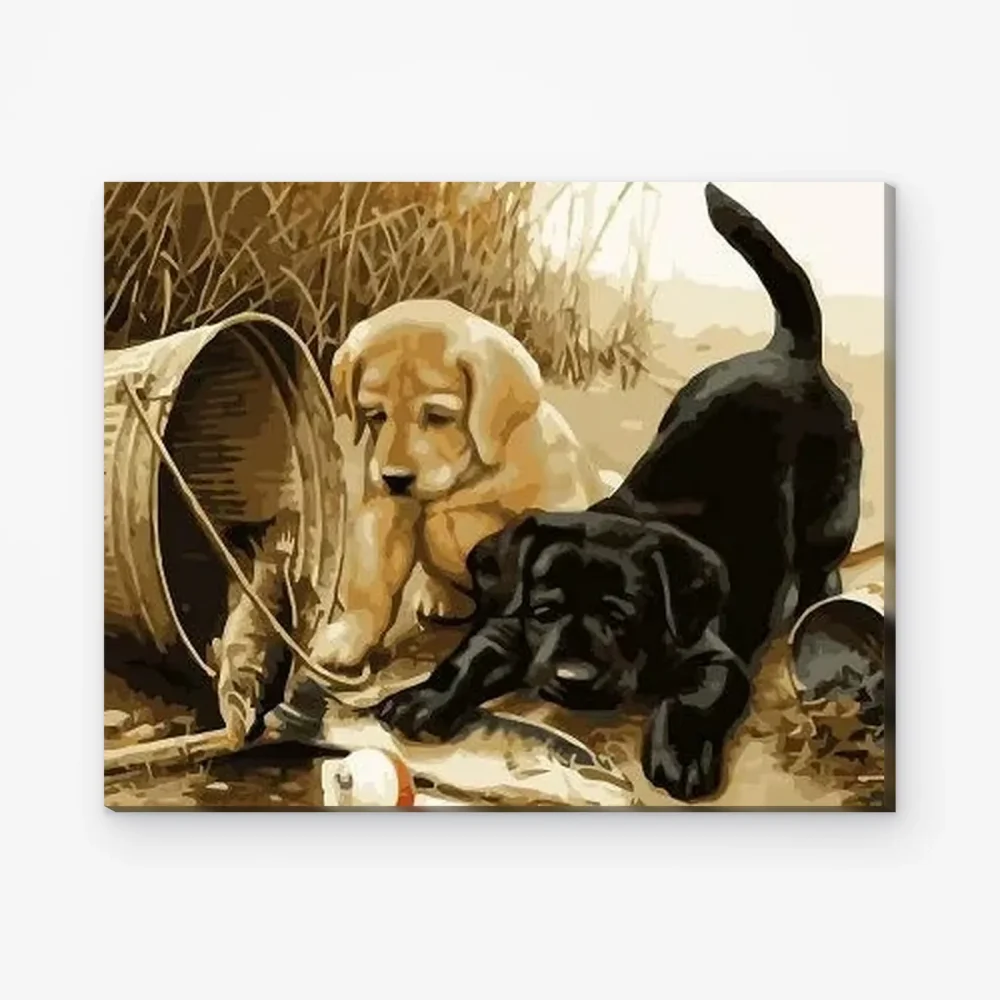 Pintar por Números - Jugando a los cachorros