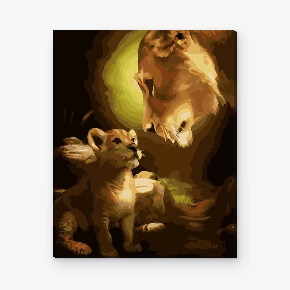 Pintar por Números - León con cachorro