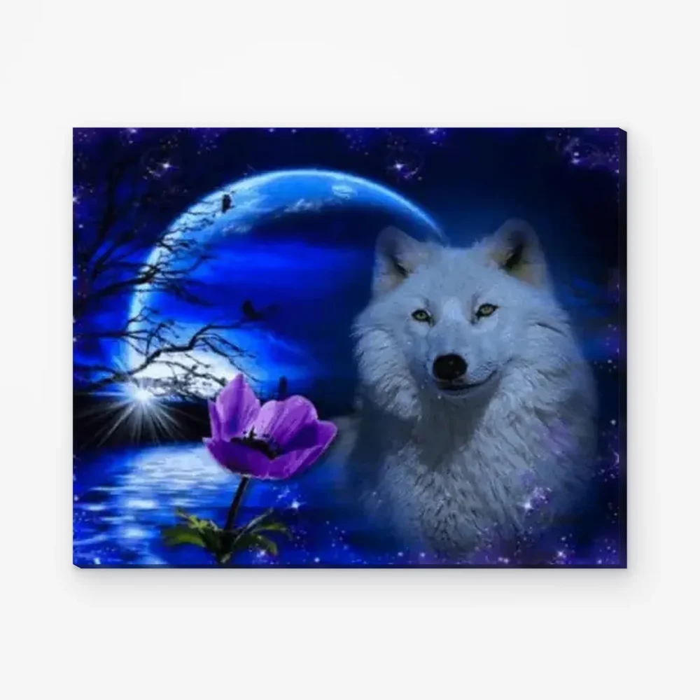 Pintar por Números - Lobo blanco a la luz de la luna