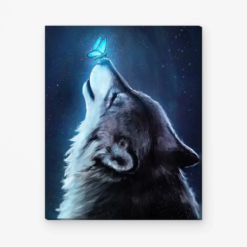 Pintar por Números - Lobo con mariposa