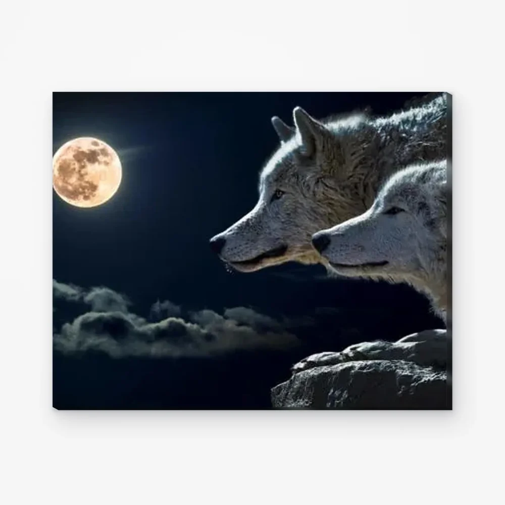 Pintar por Números - Lobos con luna - Portada completa FULL