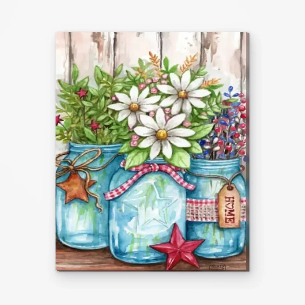 Pintar por Números - Macetas con flores y estrellas