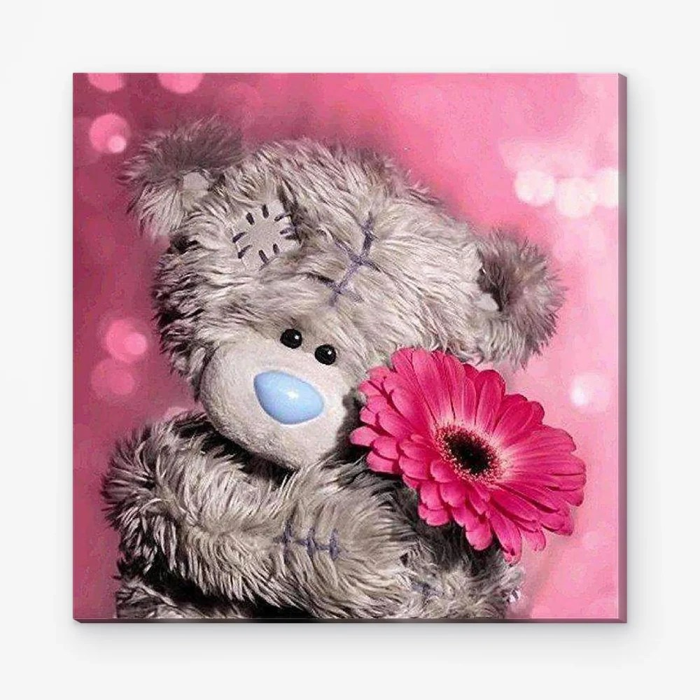 Pintar por Números - Oso gris con gerbera