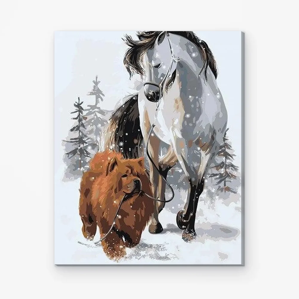 Pintar por Números - Perro con caballo