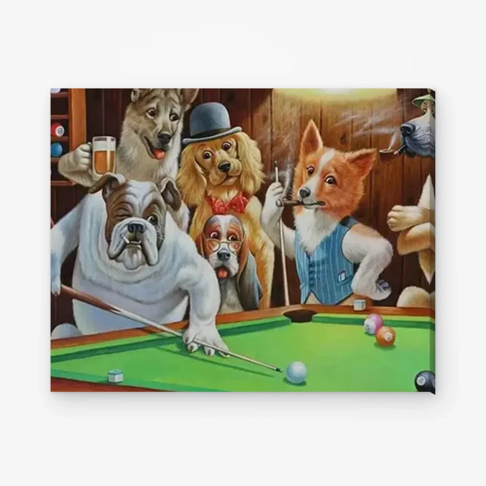 Pintar por Números - Perros jugando al billar