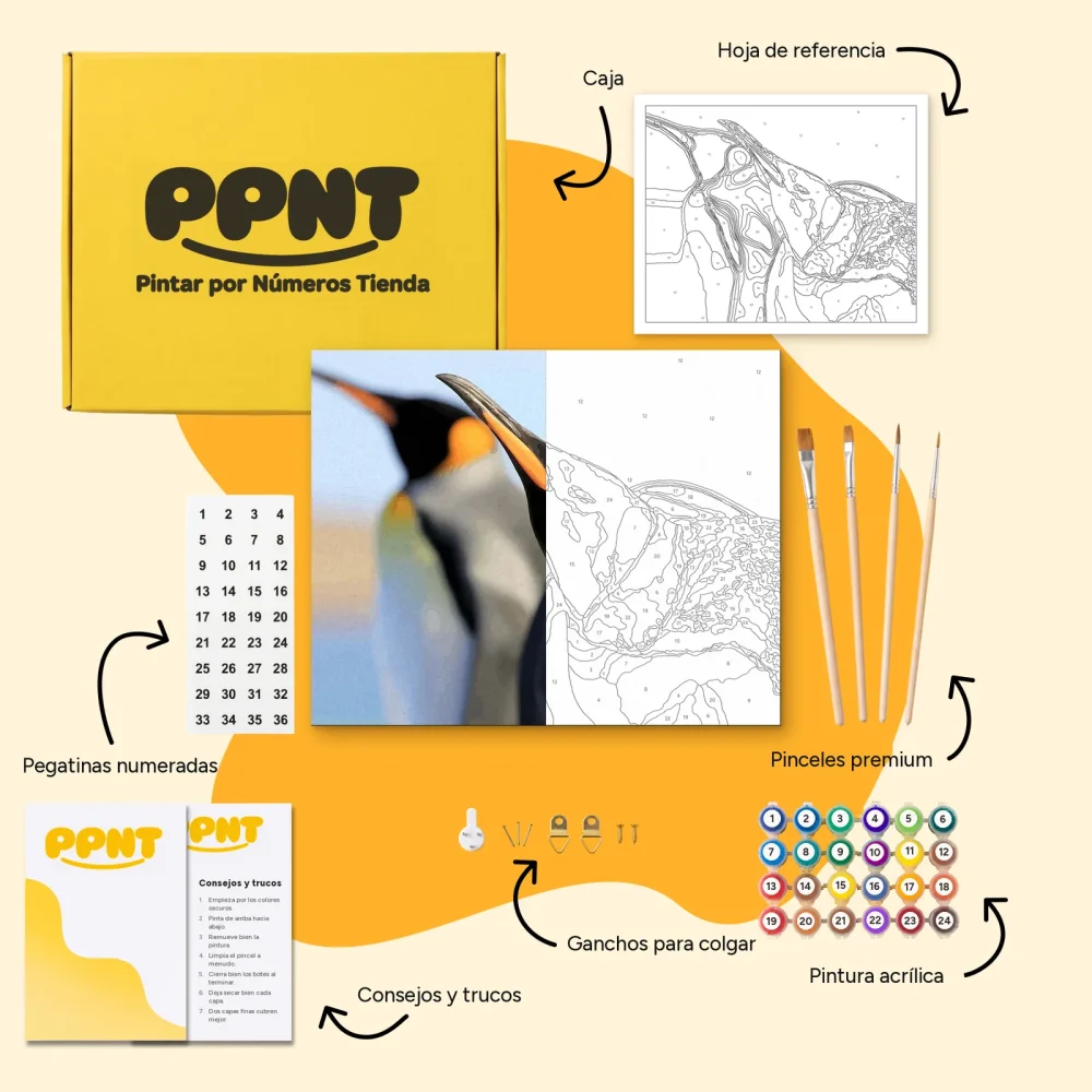 Pintar por Números - Pingüinos rey