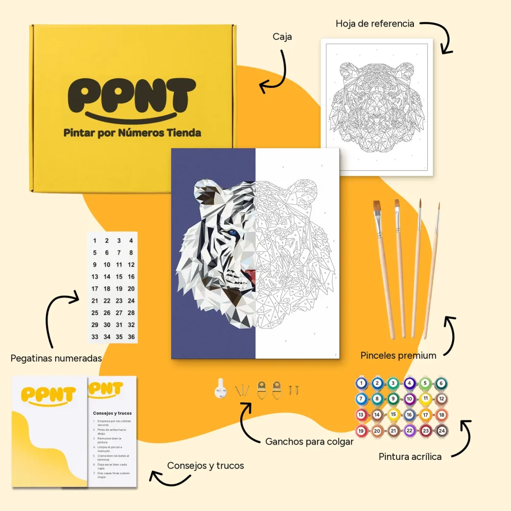 Pintar por Números - Polígono del tigre blanco
