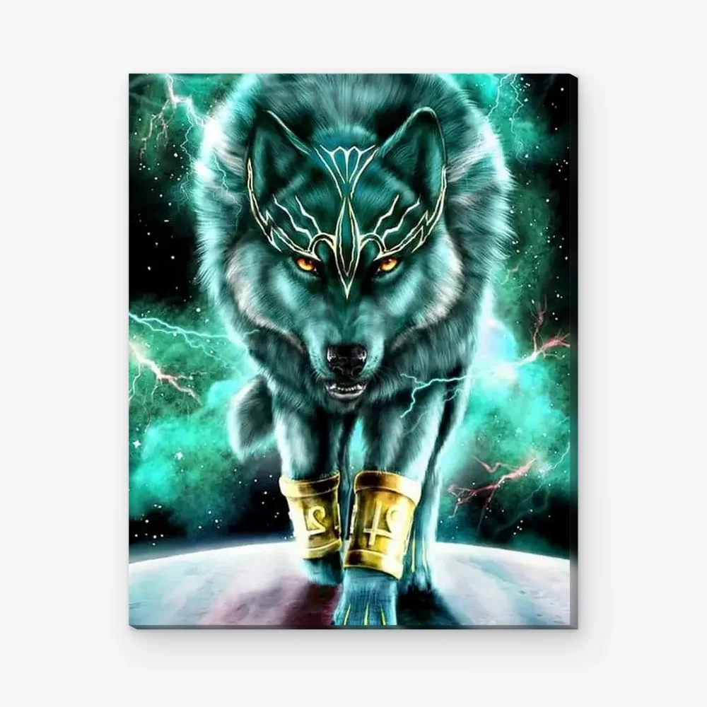 Pintar por Números - Rey Lobo Mágico Azul