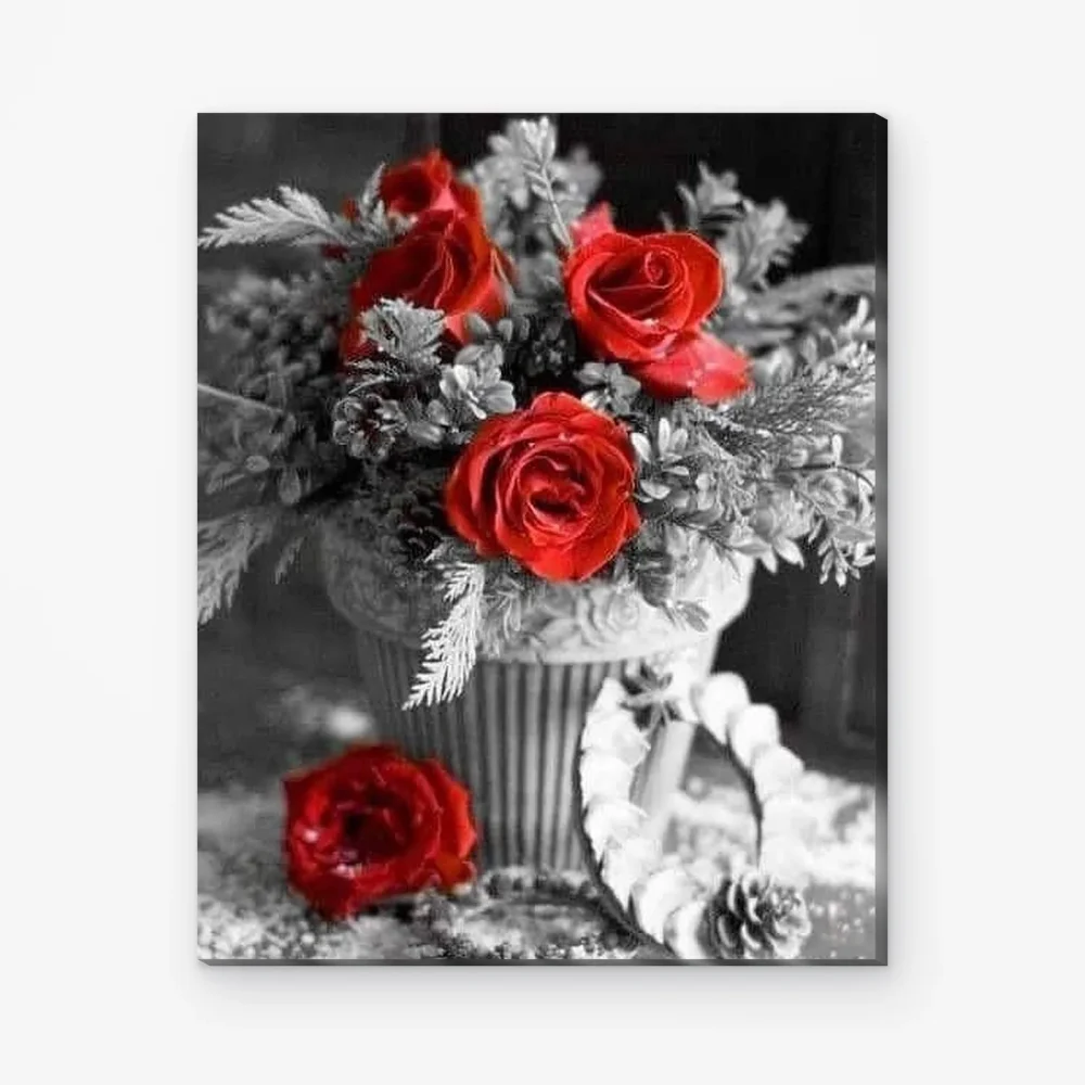 Pintar por Números - Rosa blanca y negra
