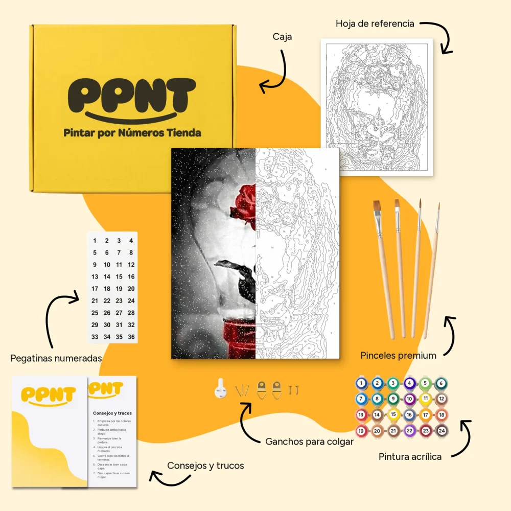 Pintar por Números - Rosa en lámpara