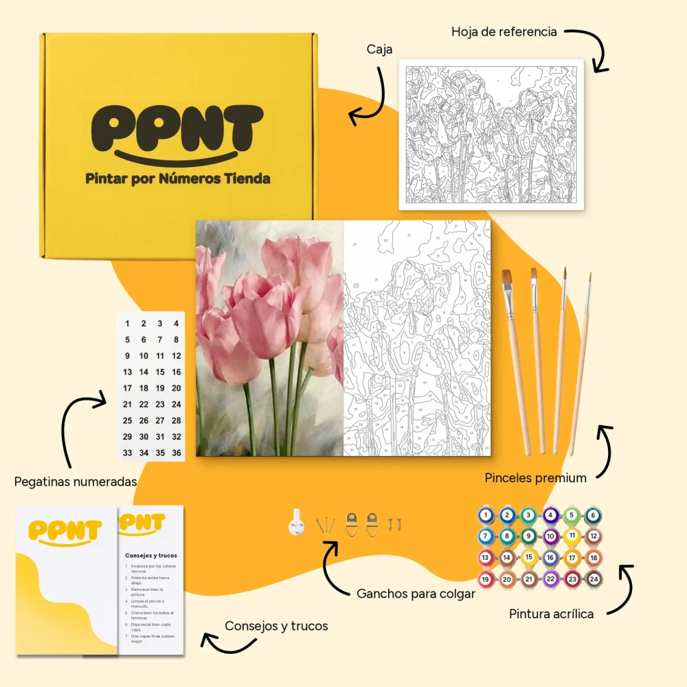 Pintar por Números - Tulipanes rosas