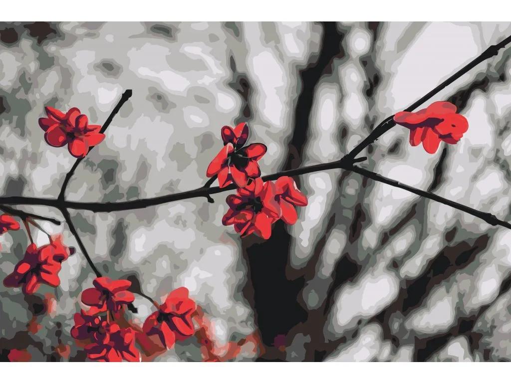 Pintar por Números - Flores rojas en el árbol