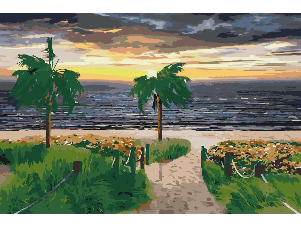 Pintar por Números - Playa y palmeras
