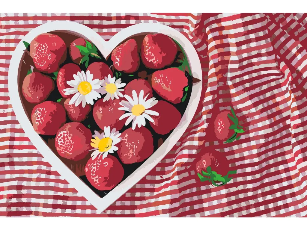 Pintar por Números - Fresas en forma de corazón