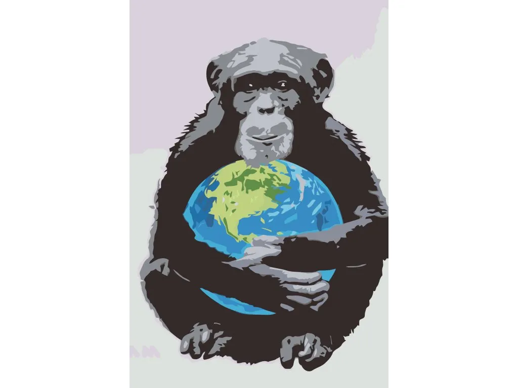 Pintar por Números - El mundo en un abrazo de mono