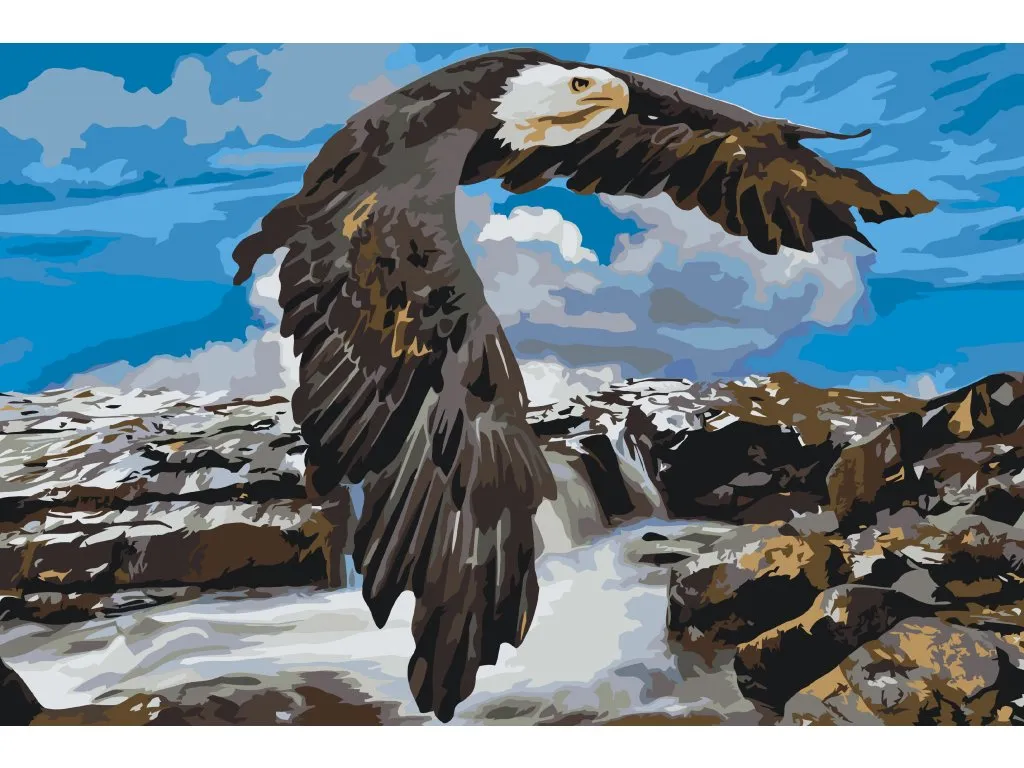 Pintar por Números - Águila en la cascada