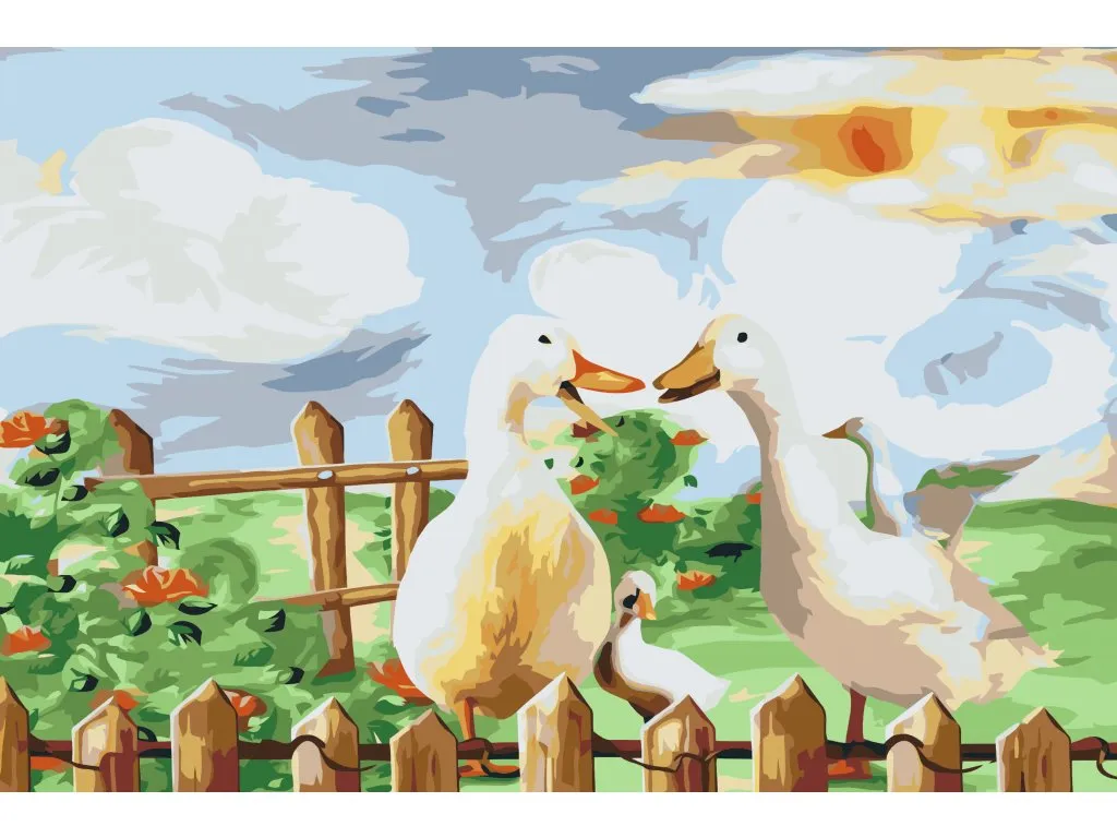 Pintar por Números - Eendenfamilie in de tuin