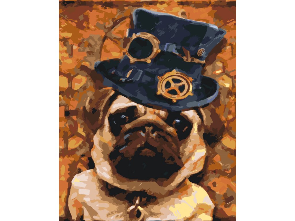 Pintar por Números - Pug con sombrero