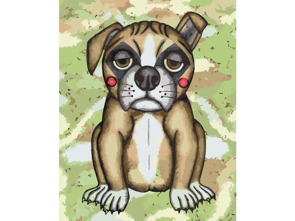 Pintar por Números - Perro con mejillas rosadas