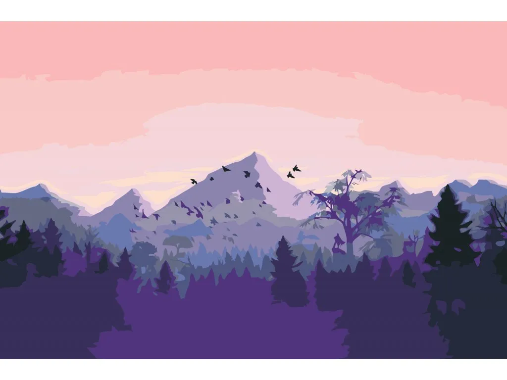 Pintar por Números - Montañas al atardecer