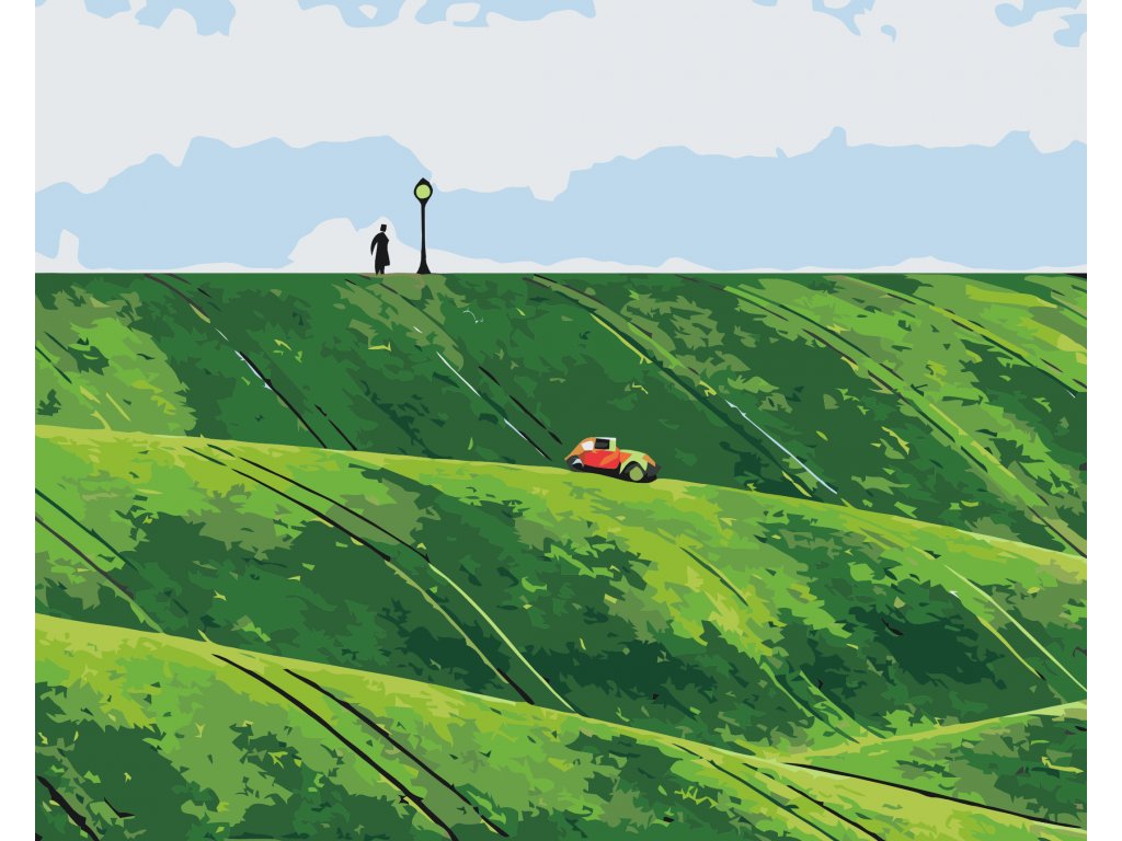 Pintar por Números - Coche rojo en las colinas