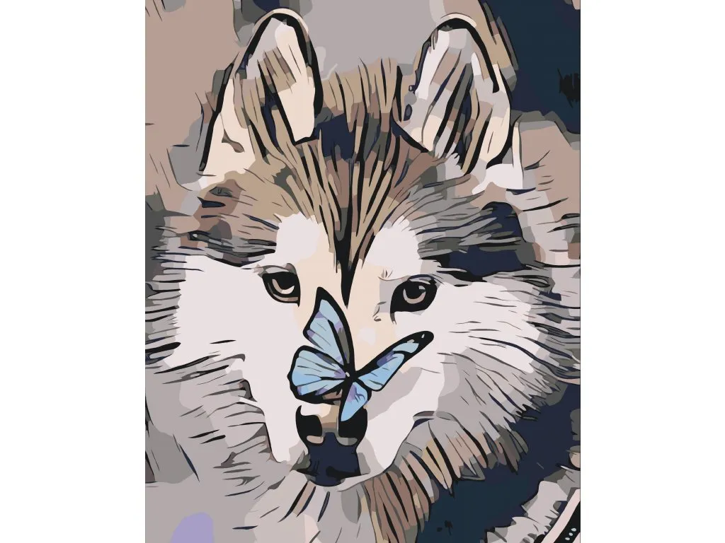 Pintar por Números - Mariposa y husky
