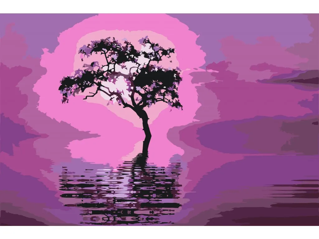 Pintar por Números - Árbol en medio del lago
