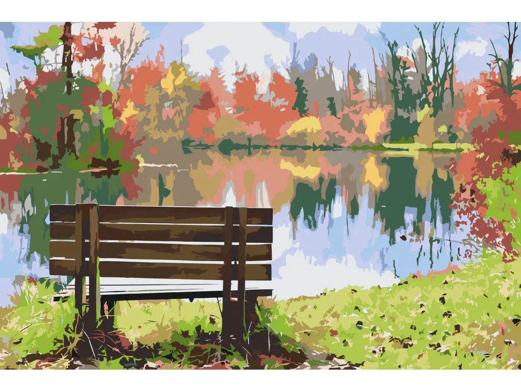 Pintar por Números - Banco junto al estanque